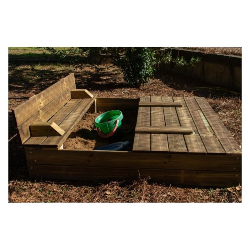 Arenero Cuadrado Madera Tectum Cubierto