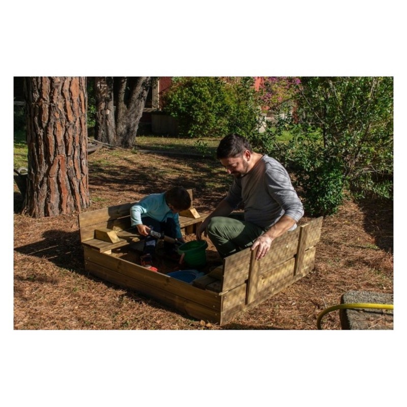 Arenero Cuadrado Madera Tectum Cubierto