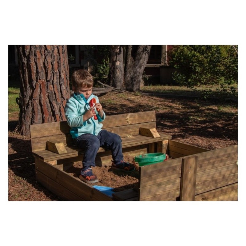 Arenero Cuadrado Madera Tectum Cubierto