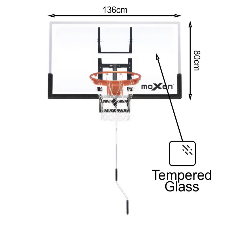 Set Tablero Baloncesto Ajustable Moxen Magic 136x80cm