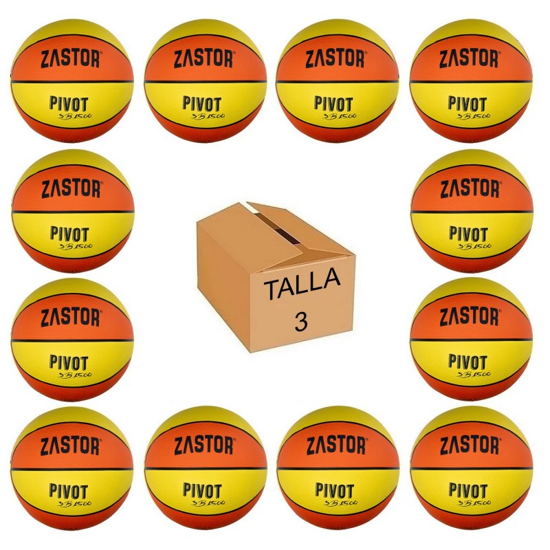 Pack 12 Balones Baloncesto Zastor Pivot 3B1500 T-3