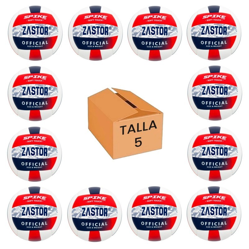 Pack 12 Balones Voleibol Zastor Spike 5V1500 Rojo/Azul T-5