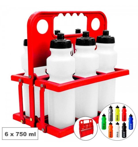 Pack 6 Botellas 750 ml con Botellero Plegable Rojo