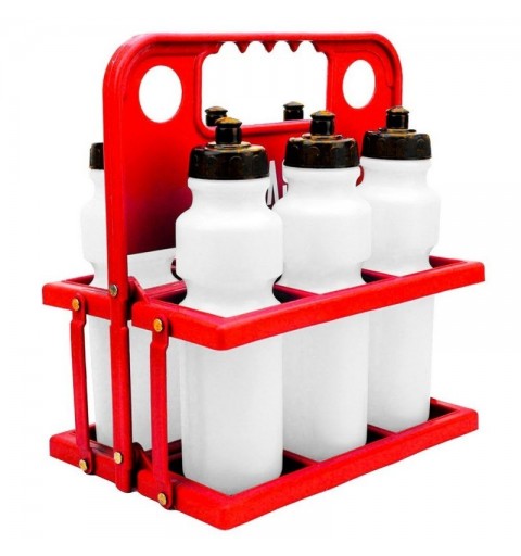 Pack 6 Botellas 750 ml con Botellero Plegable Rojo