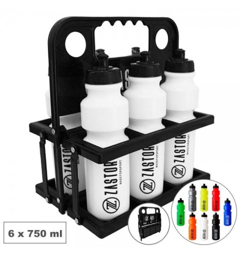 Pack 6 Botellas 750 ml con Botellero Plegable Negro