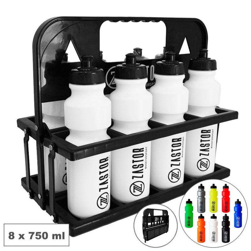 Pack 8 Botellas 750 ml con Botellero Plegable Negro