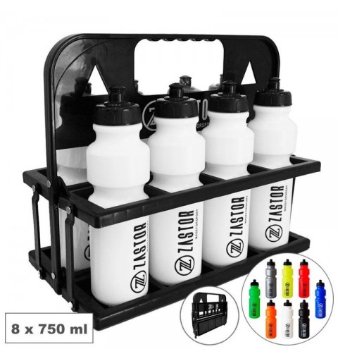 Pack 8 Botellas 750 ml con Botellero Plegable Negro