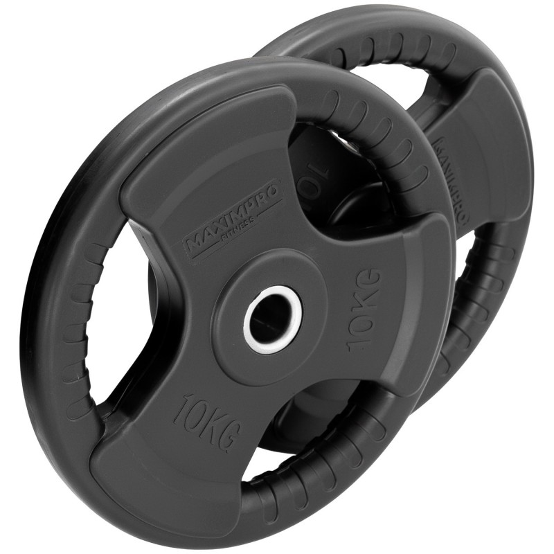 Set 2 Discos Caucho Maximpro Masos C/Agarre 10kg